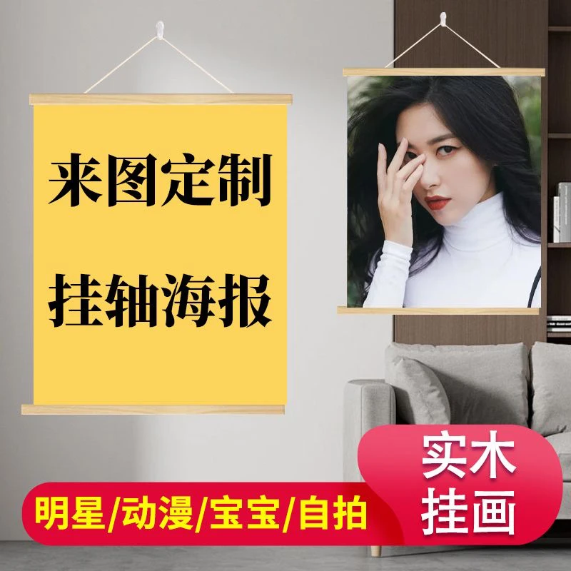 明星写真实木挂画定制个性装饰画客厅书房适用