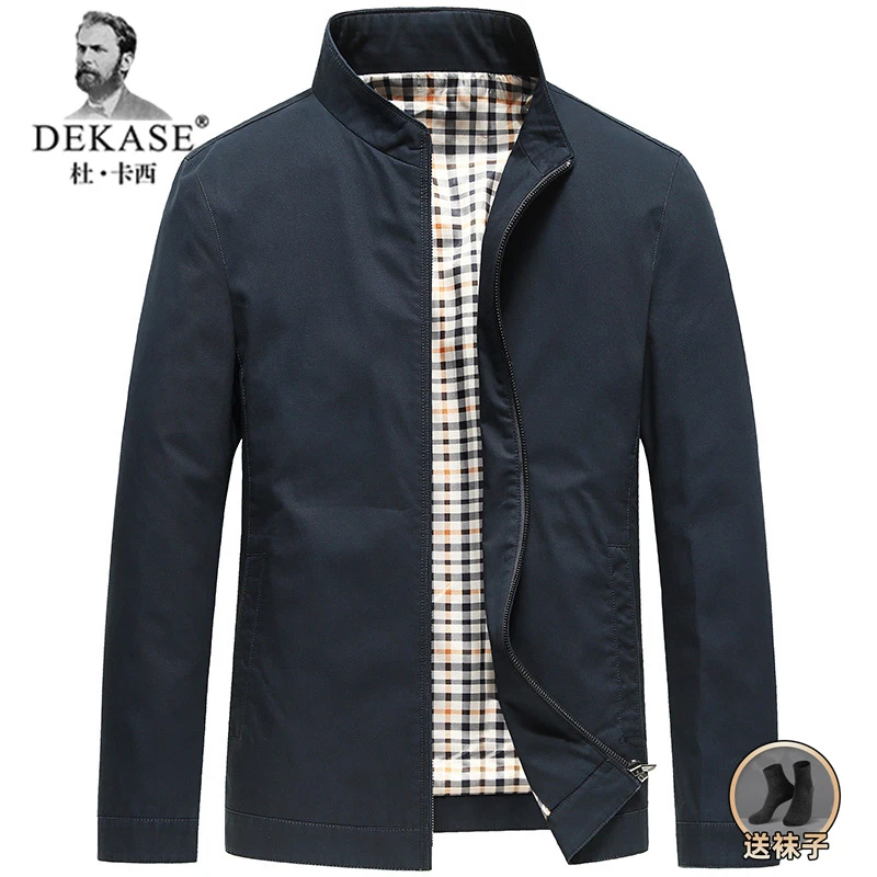 Dekase 男士纯棉夹克2026春季新款立领商务休闲外套日常通勤茄克