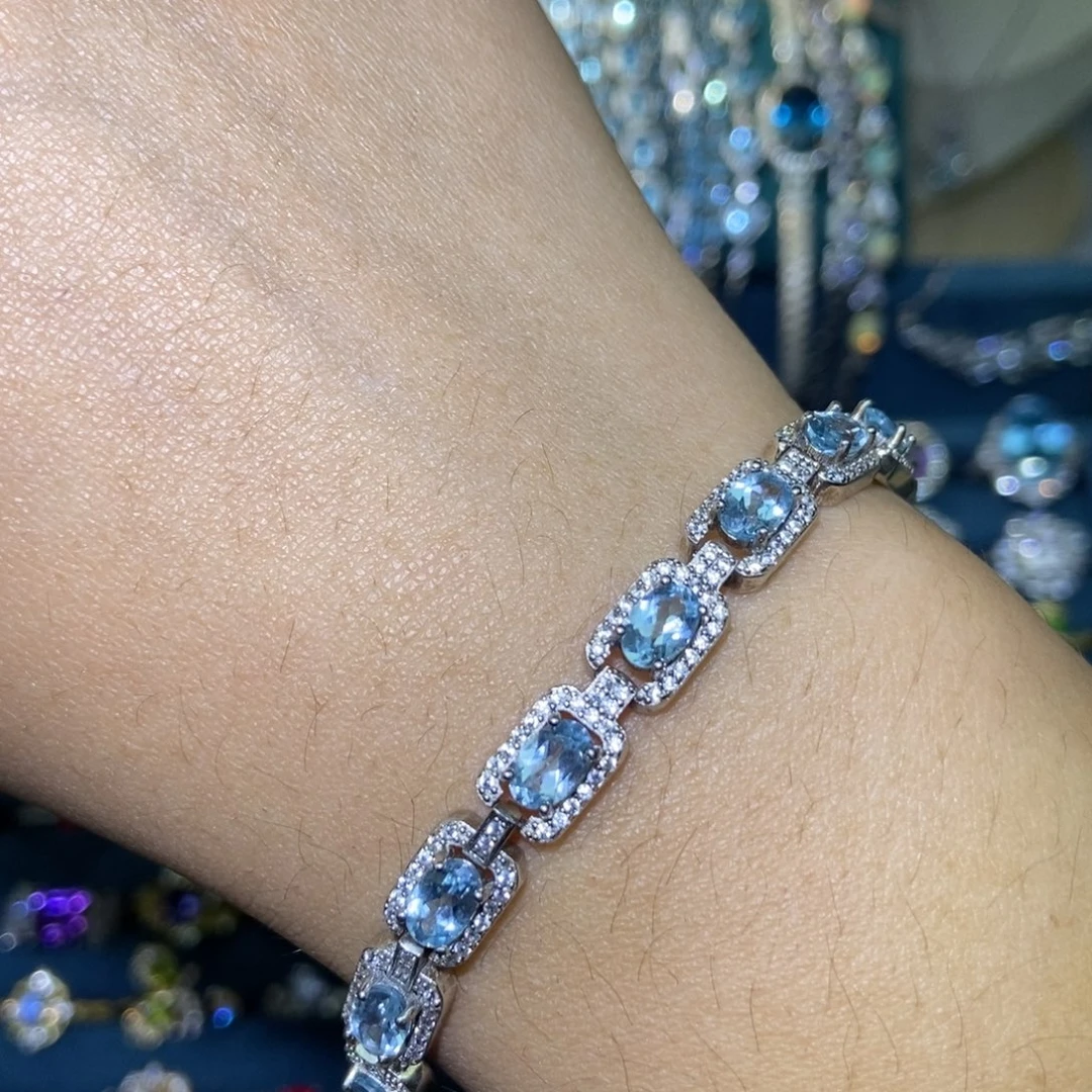 银S925镶嵌手链托帕石