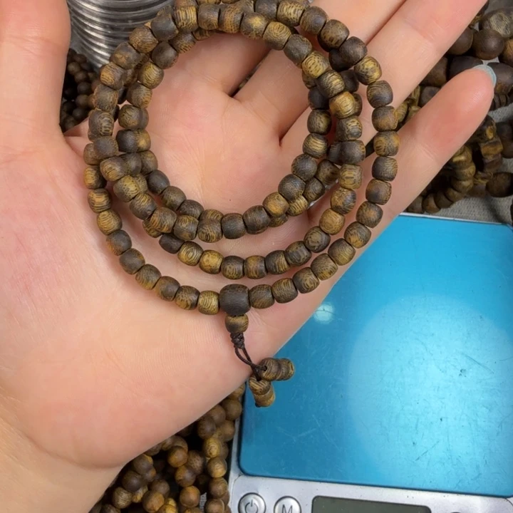 沉香沉香碎屑莺歌绿奇楠05鼓珠多圈12.3克