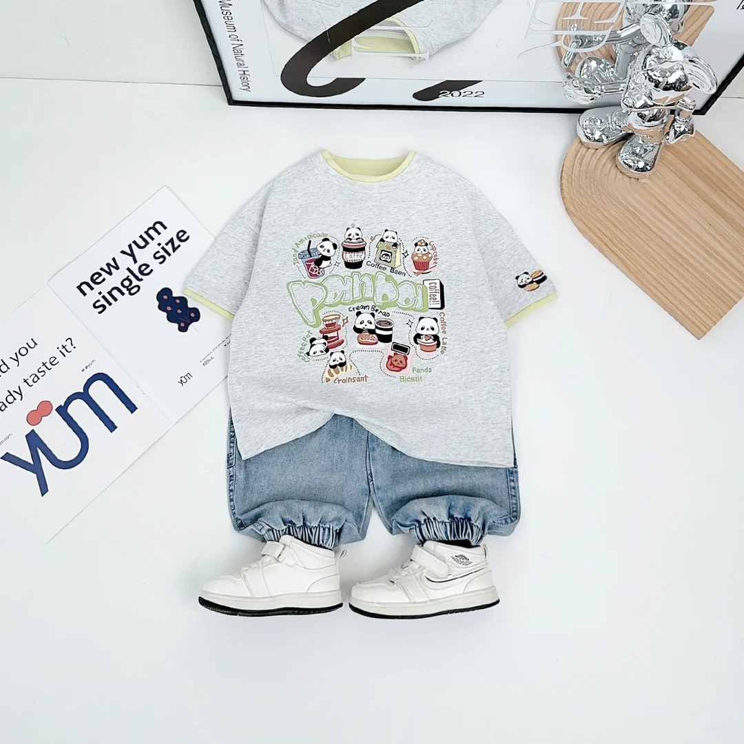 儿童短袖T恤夏季男童上衣2025新款宽松时尚潮HZ25346悠悠童话童装