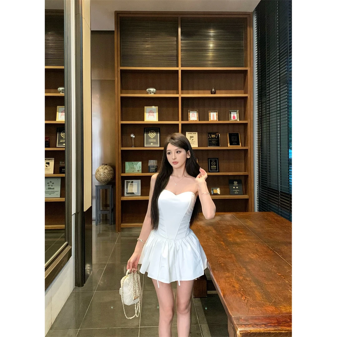 气质辣妹性感鱼骨抹胸背心上衣半身裤裙套装#8209