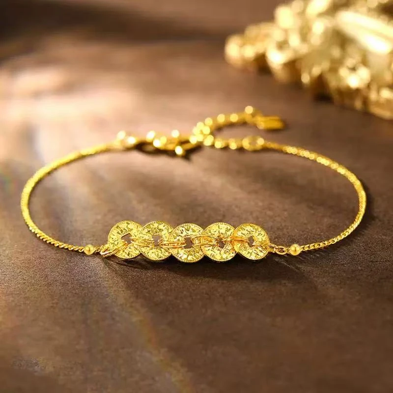 足银手链 五帝钱手链碎碎冰有求必应气质时尚简约长款轻奢百搭款