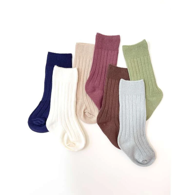 双针宝宝袜A类精梳棉透气宝宝袜0-3岁纯色抽条筒袜