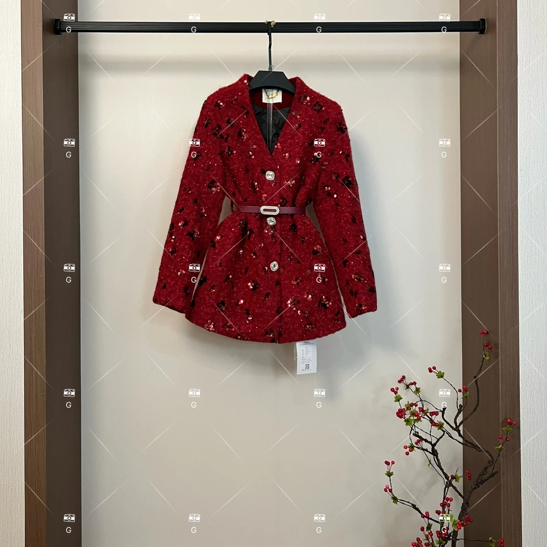 【L姐】秋冬气质小香风设计师中长款羽绒服蓝色轻奢女 QD-2025600