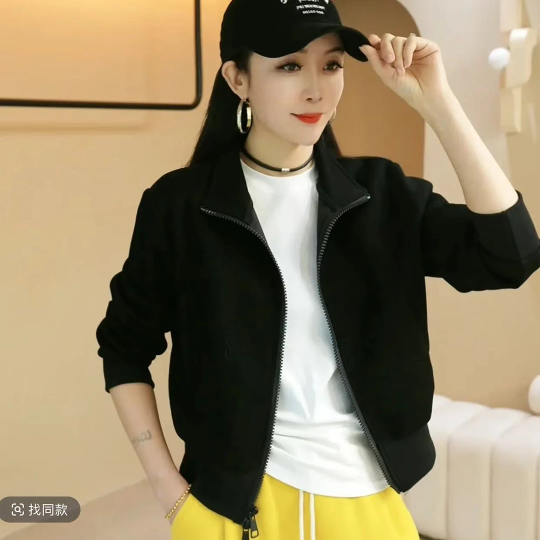 短外套女立领通用拉链纯色常规春秋春款韩版外套女上衣