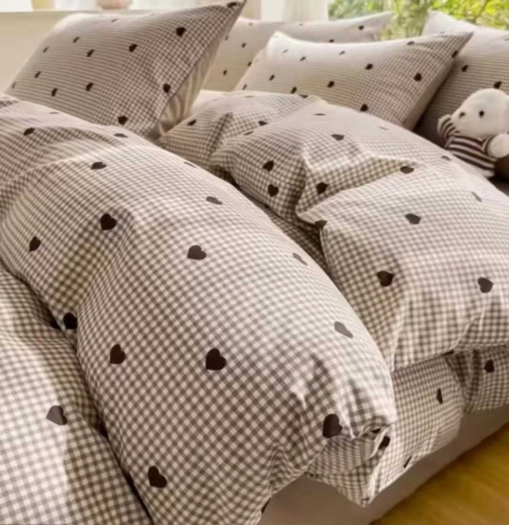 【精工印花-灰格枕套】加厚印花双人通用枕套