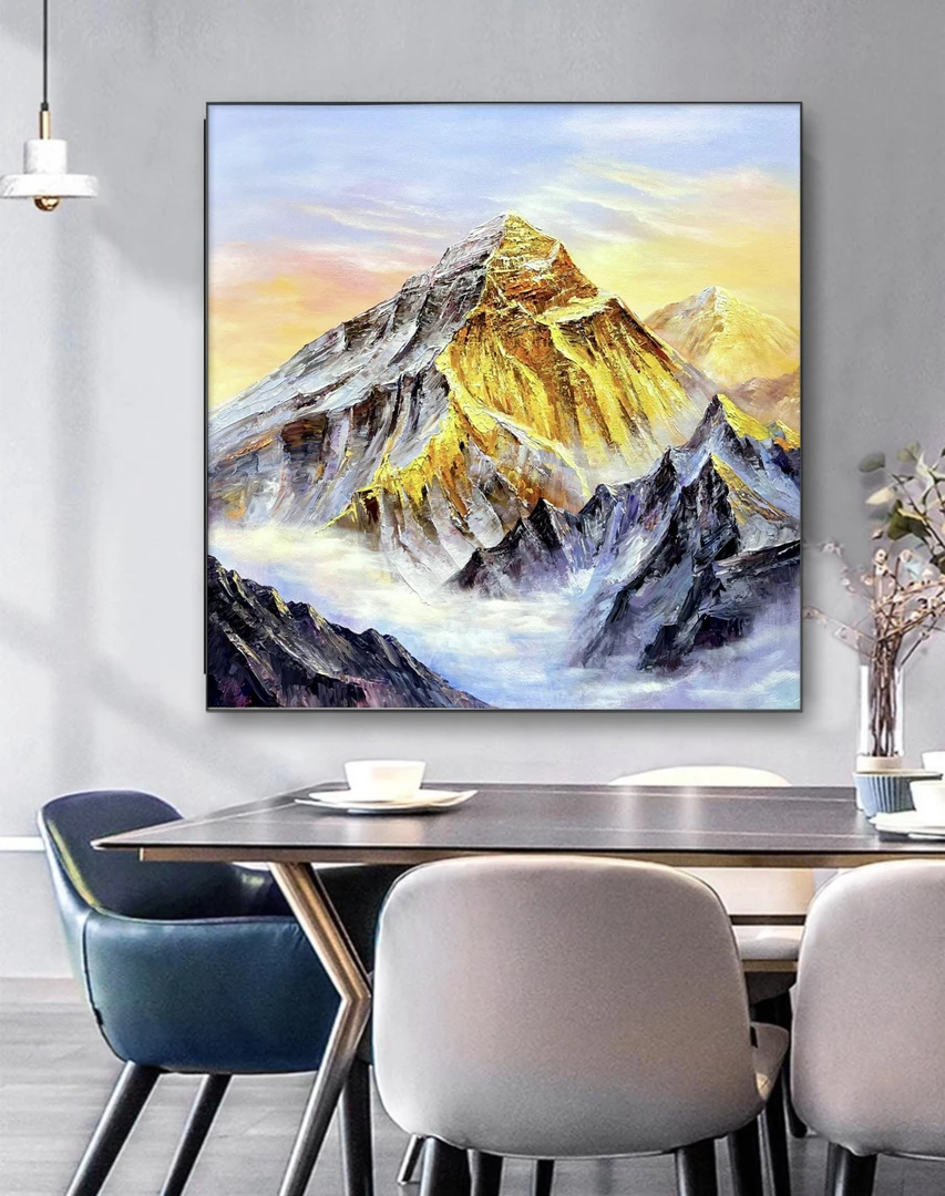 【鎏金山岳】厚油肌理纯手工轻奢简约玄关走廊客厅艺术挂画