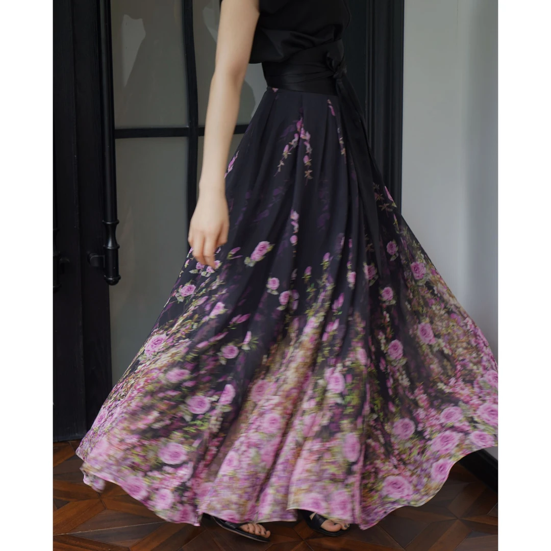 【生长】法式超大摆超仙气半身长裙浪漫印花裙度假裙