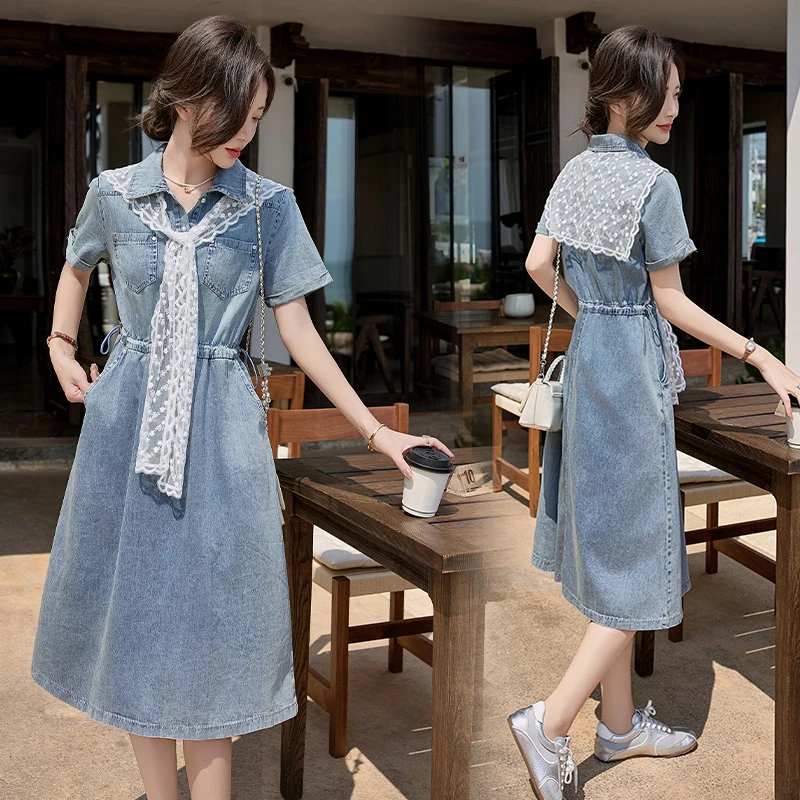 牛仔裙女2025夏季夏天衣服新款时尚气质百搭修身显瘦牛仔连衣裙子