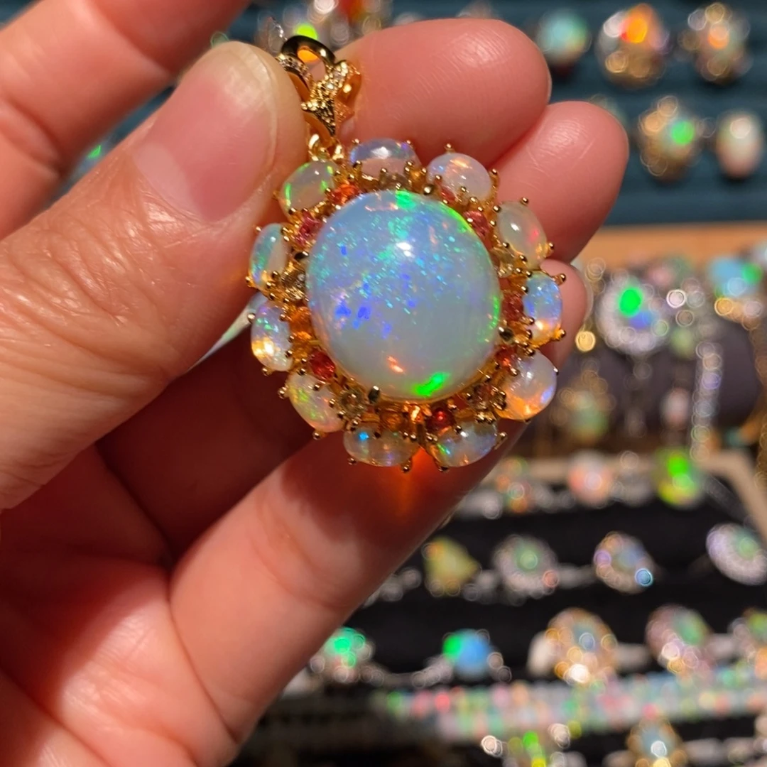 欧泊银S925镶嵌吊坠