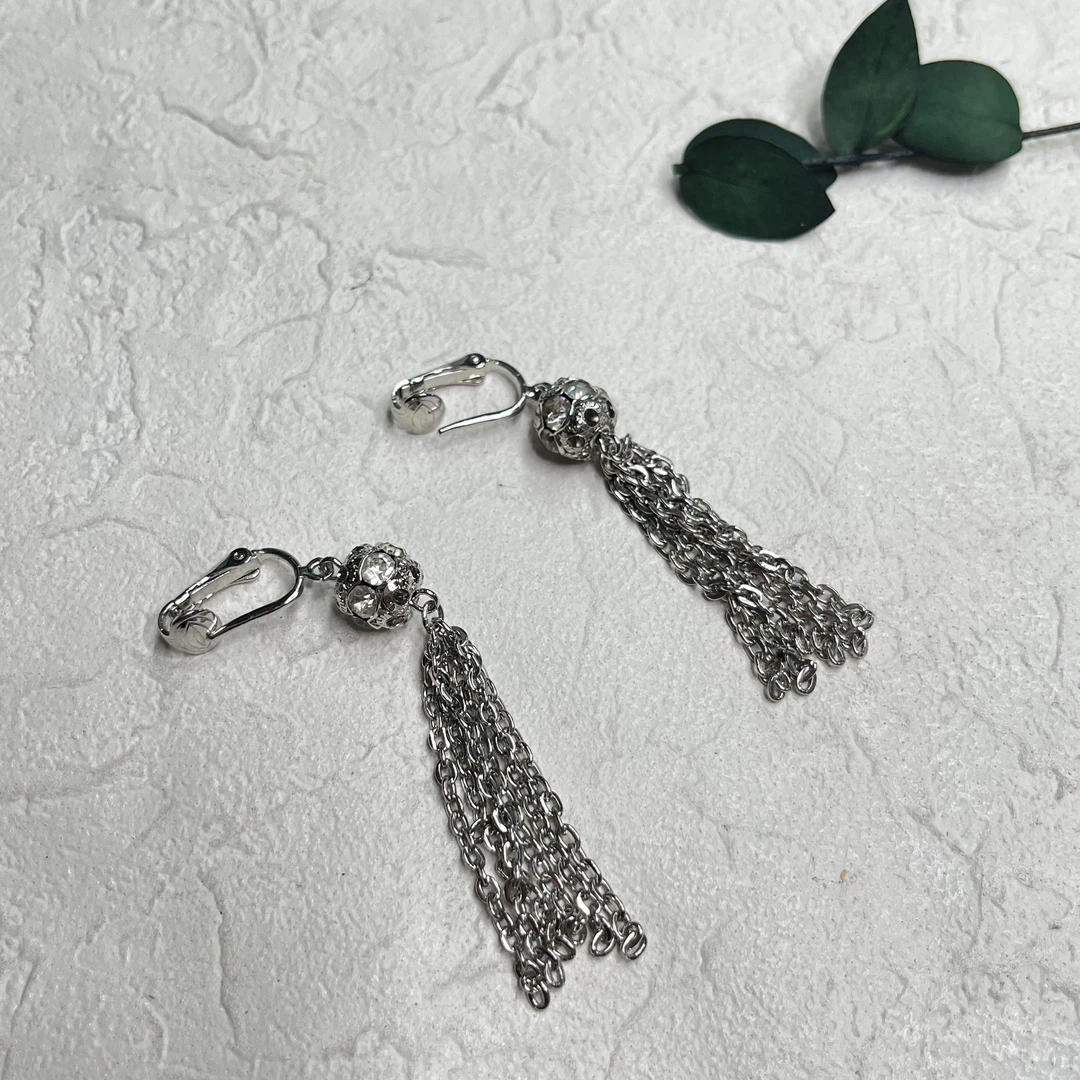 铜合金合成锆石耳饰 【六六中古】孤品复古耳夹th4954