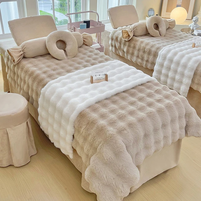 高级感冬季美容床罩四件套牛奶绒网红高档美容院理疗按摩床套定制