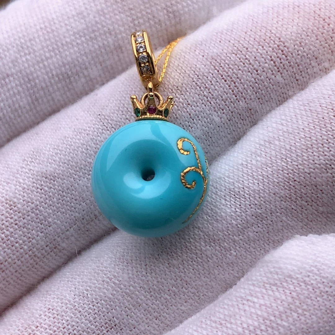 绿松石18K金镶嵌珠宝奇石