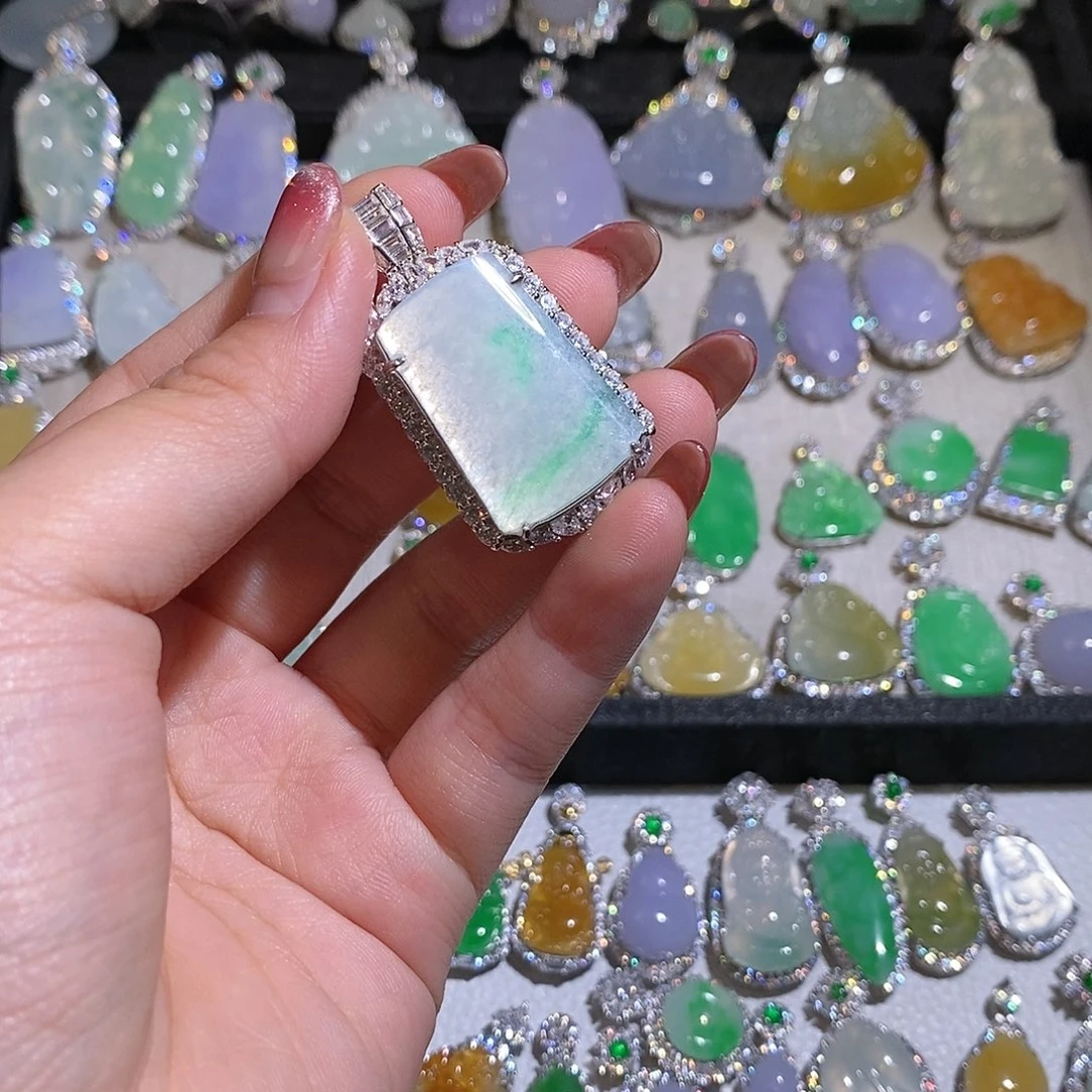 翡翠银S925镶嵌颈饰天然翡翠