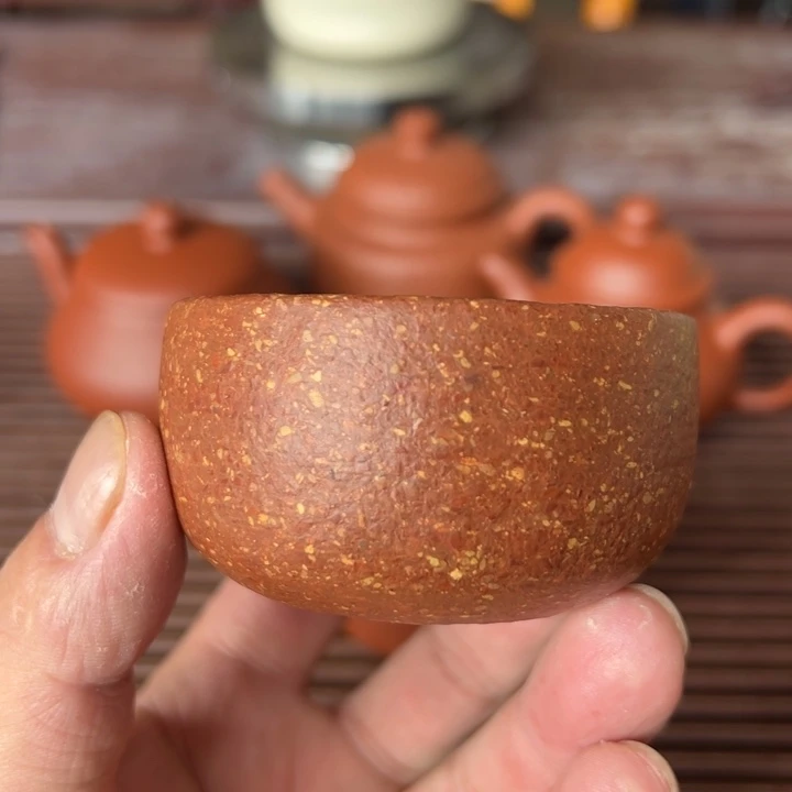 茶壶紫砂黄龙山降坡、手磨料小杯