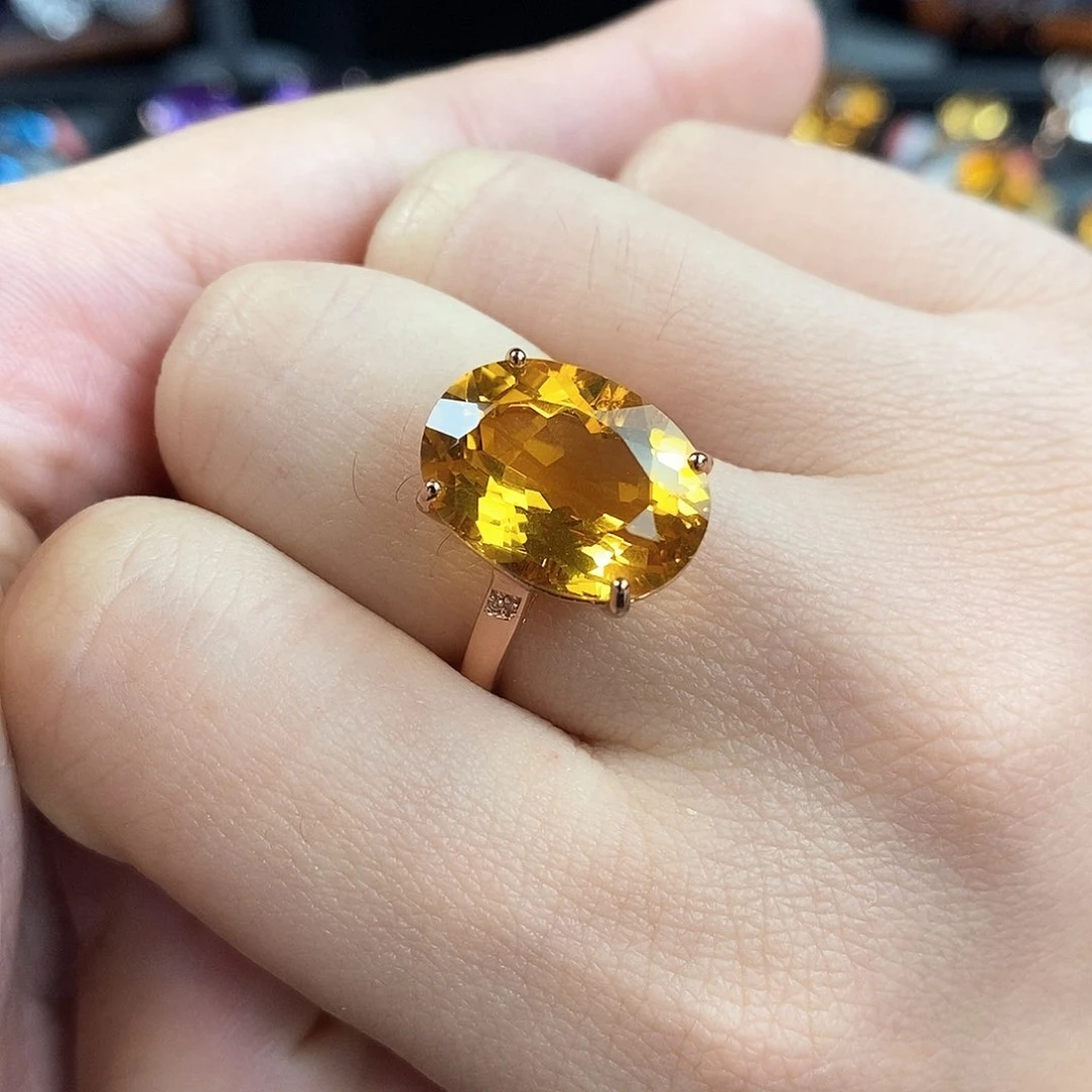 水晶戒指银S925镶嵌天然