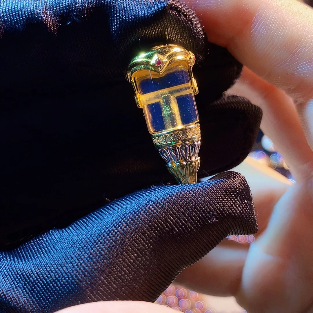 蓝珀银S925镶嵌裸石银盔甲三通