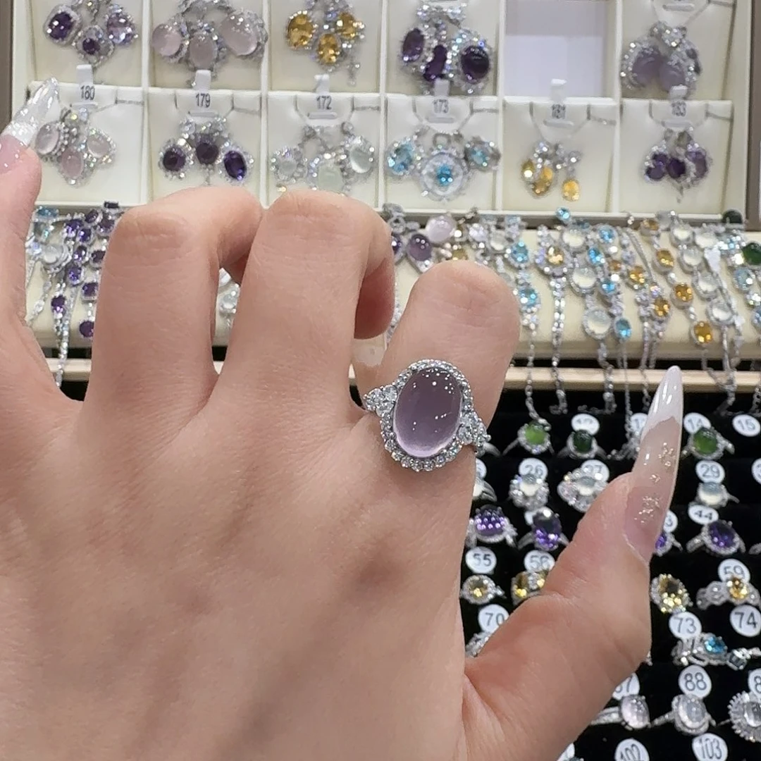 若***吖蛇纹石玉银S925镶嵌戒指