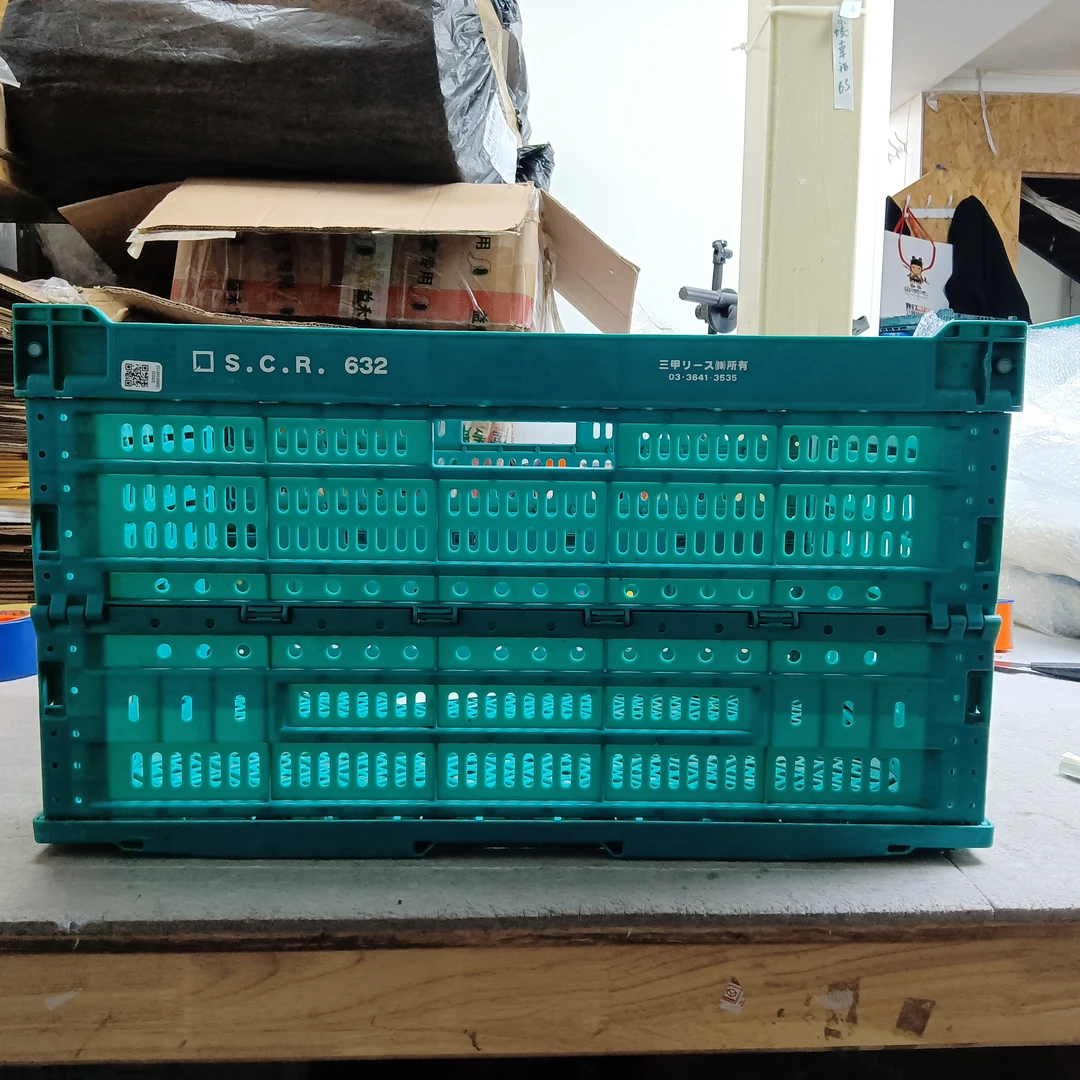 小日子回流  草绿色镂空折叠箱632  微瑕  尺寸：长60宽40高33.5cm