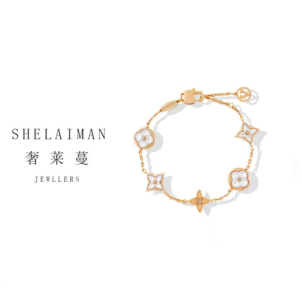 奢莱蔓/SHELAIMAN  镀K金  老花时尚经典白贝手链DG01