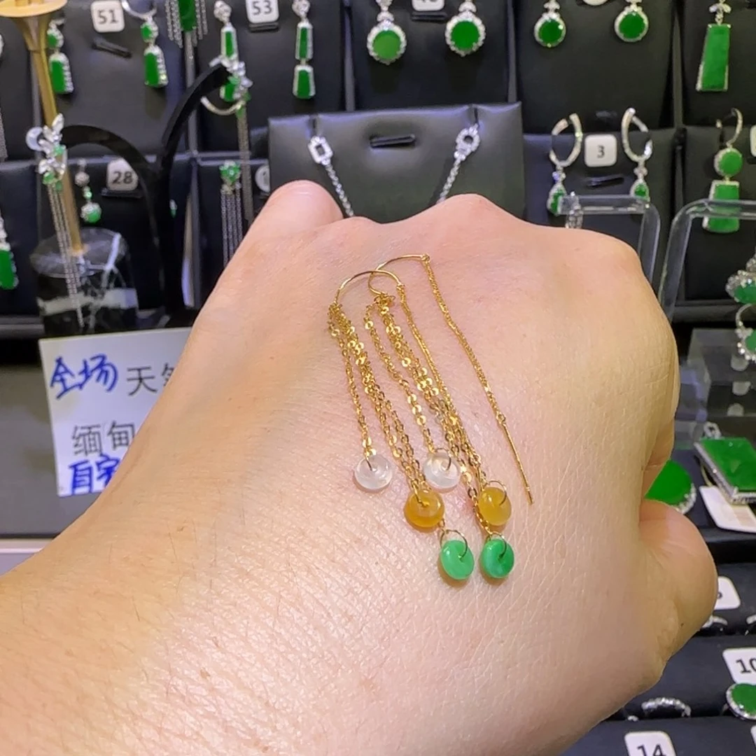 翡翠18K金镶嵌颈饰耳环