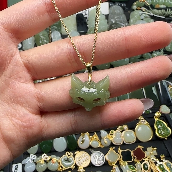 颈饰银S925镶嵌和田玉送链子送绳