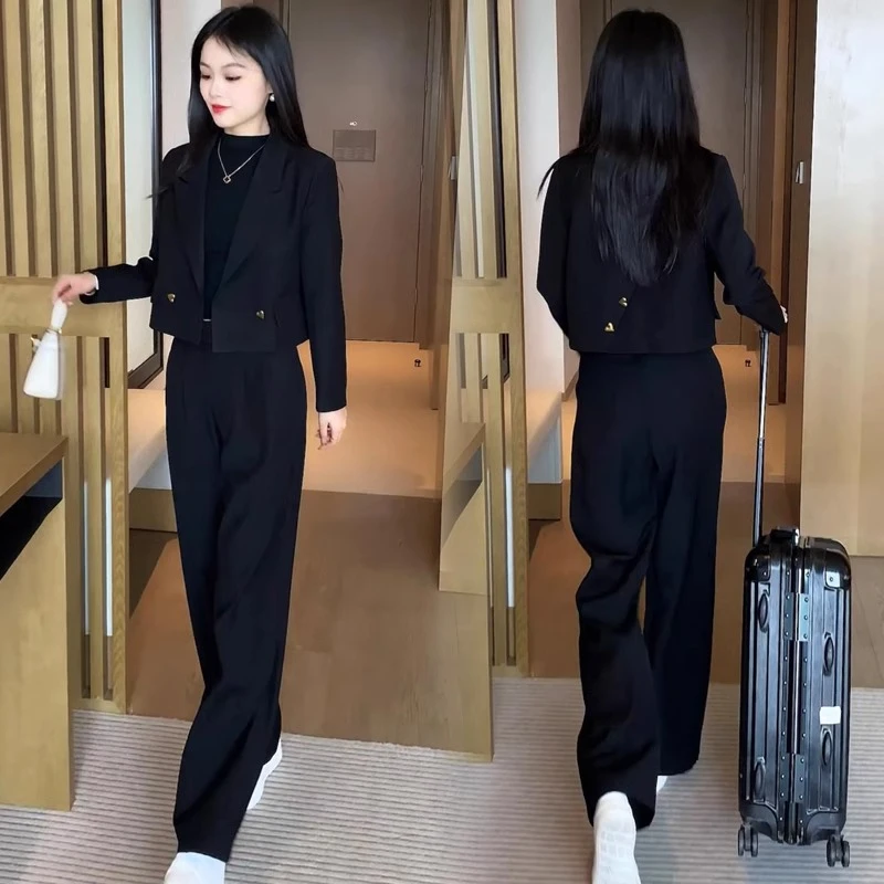 La Chapelle/拉夏贝尔 时尚西装套装春秋职业气质西服外套两件套