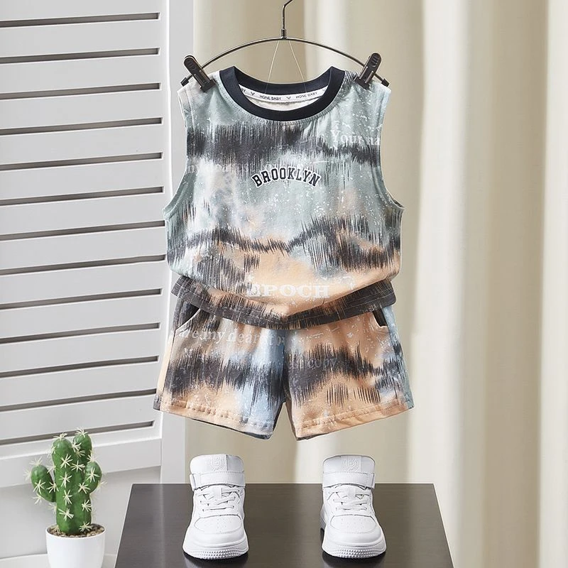 男童背心套装夏季2025新款洋气儿童薄款痞帅衣服男孩无袖两件套潮