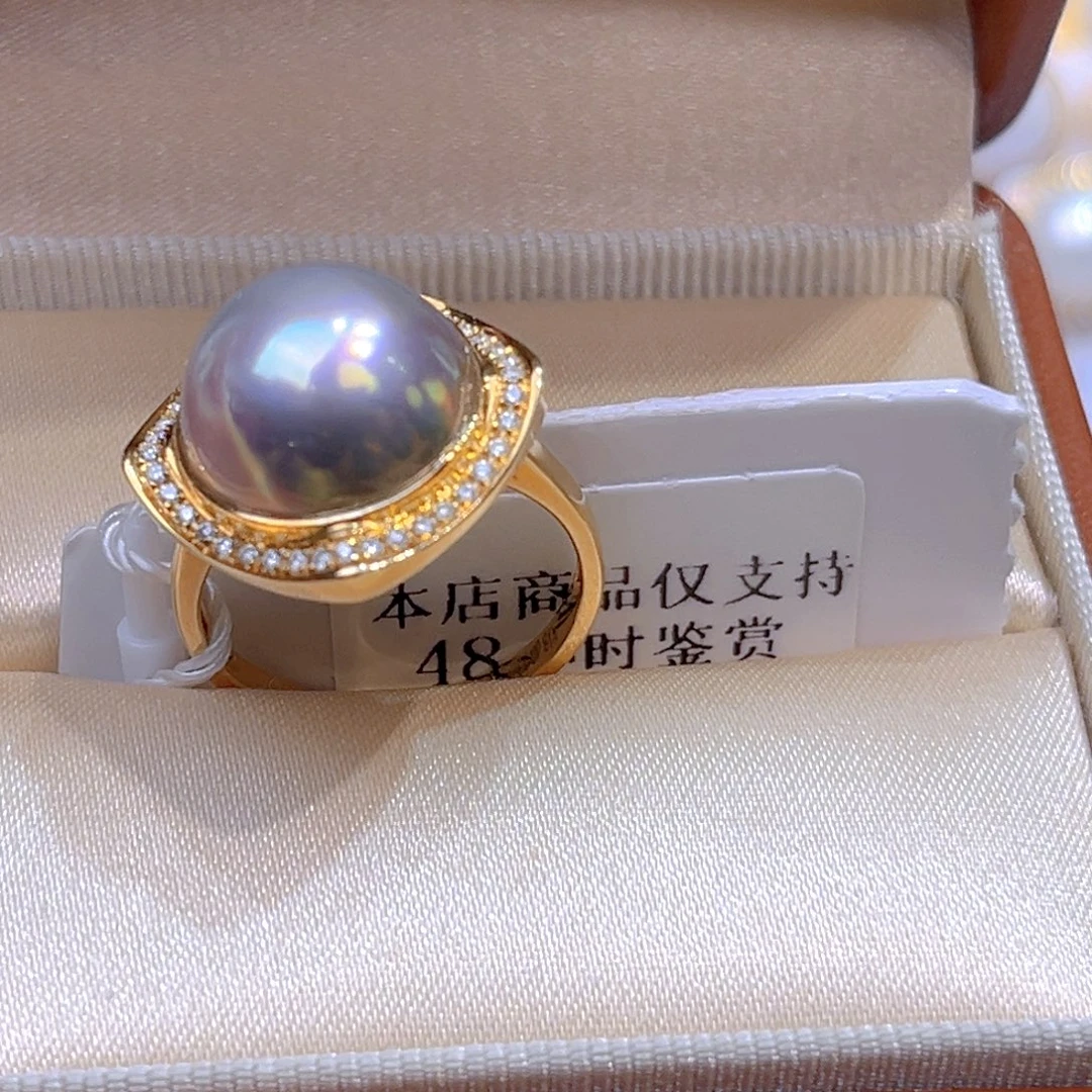 l***e拼合珍珠（马贝珠）戒圈18K金镶嵌