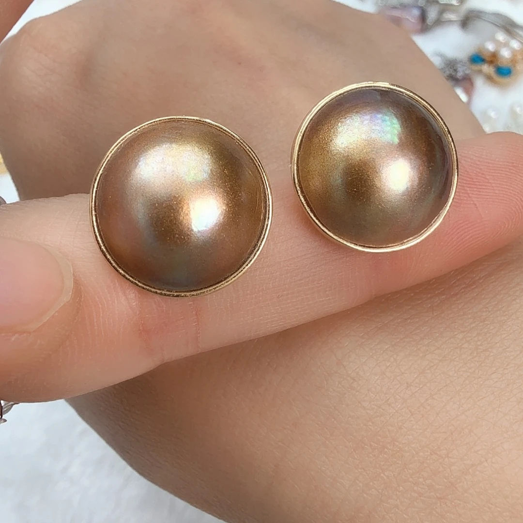 未镶嵌耳饰拼合珍珠（马贝珠）