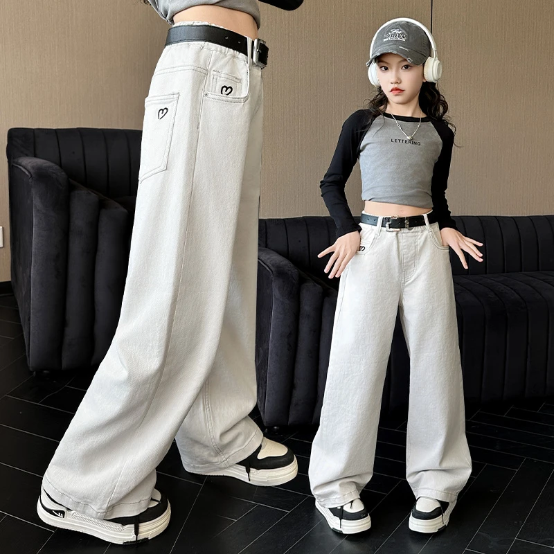 女大童休闲直筒裤春季洋气2025新款阔腿裤儿童显瘦百搭春秋潮裤子