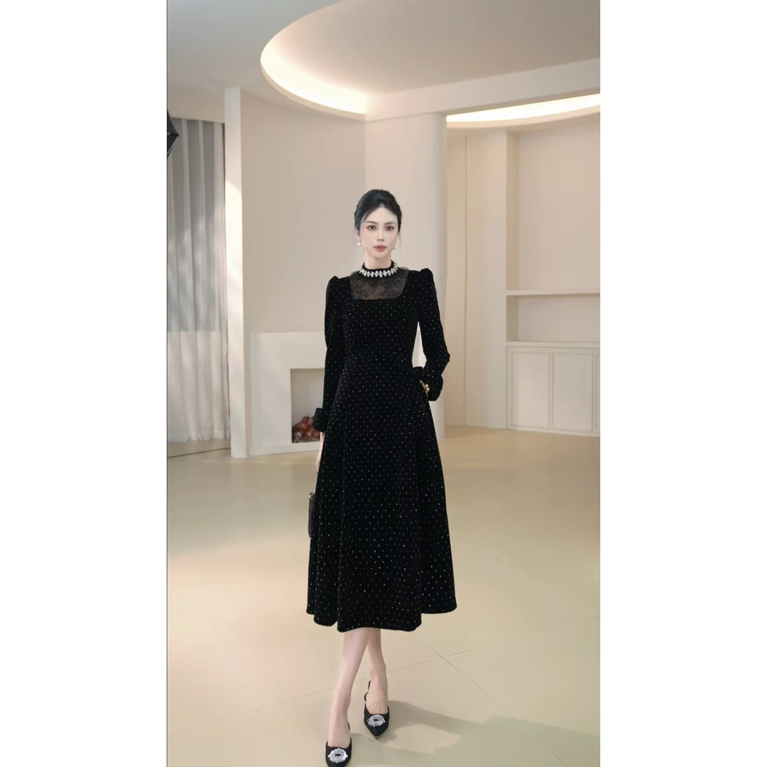 【宝总】 时尚显瘦法式性感气质名媛连衣裙45060