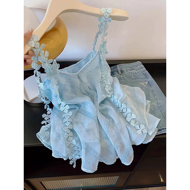 运补~高级感气质温柔风蕾丝吊带背心女夏季新款韩版宽松小个子上