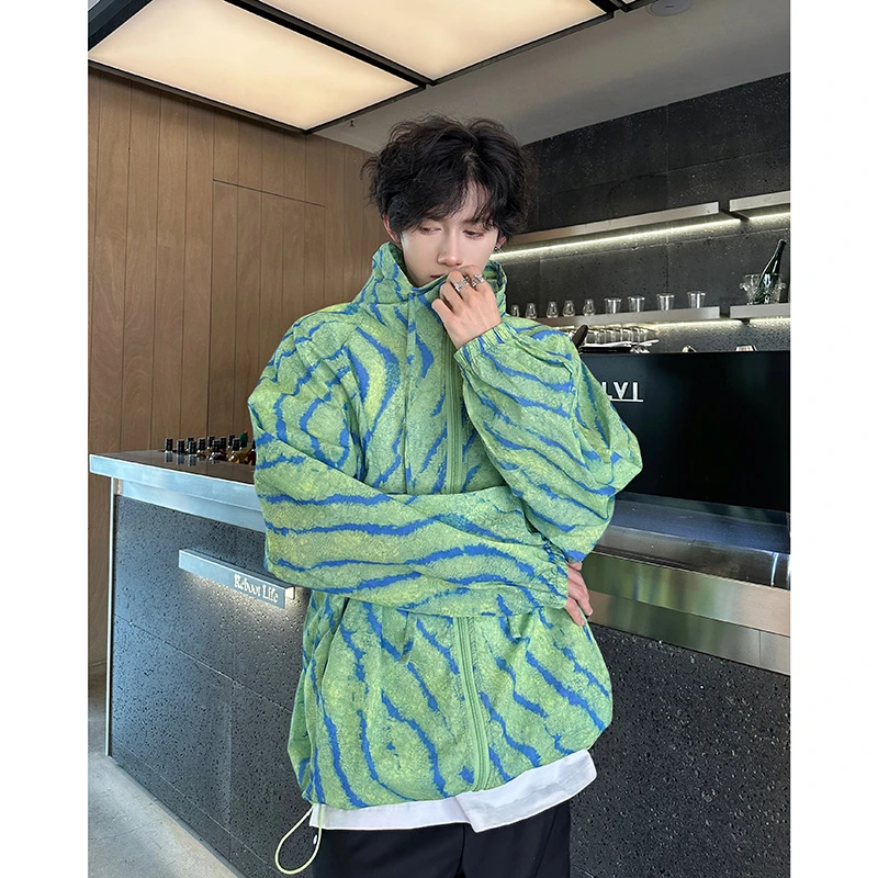 小众春夏新款防晒衣数码印花夹克衫薄款沙滩连帽防晒服情侣开衫潮