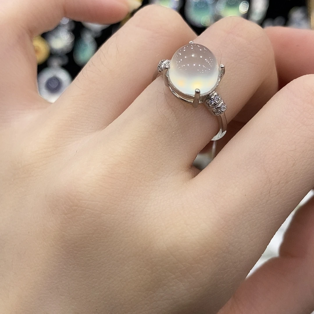 蛇纹石玉银S925镶嵌戒指