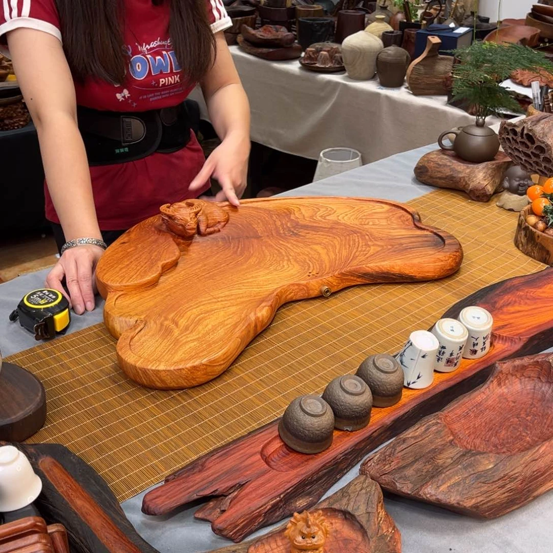 老挝花梨木茶盘（卧牛）