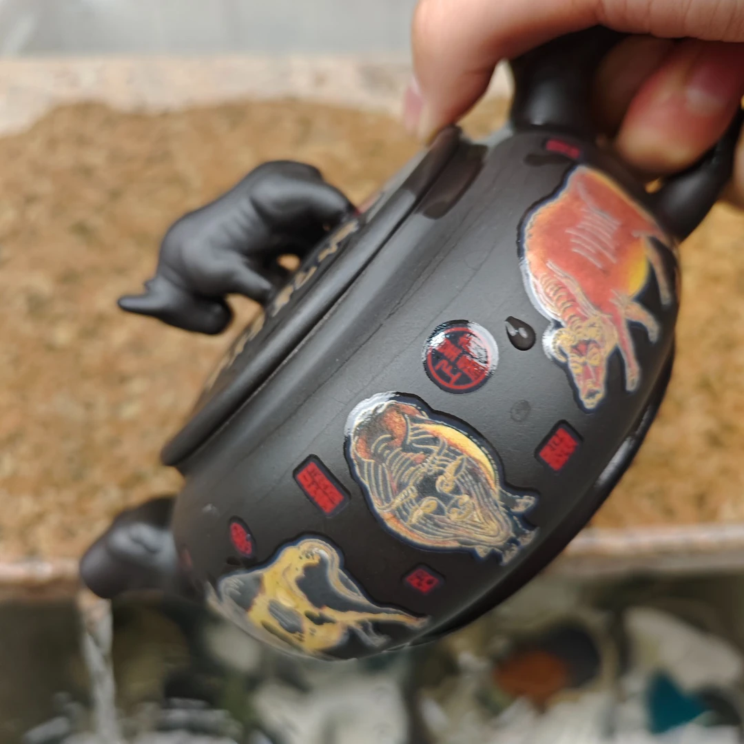 【闪购商品】L深井老紫泥牛转乾坤（遇热变色）石瓢壶