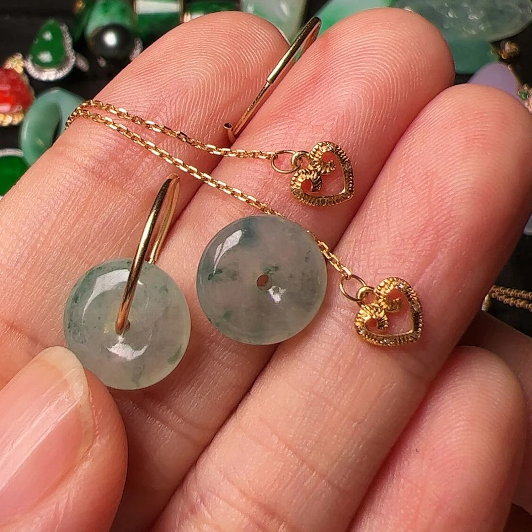 翡翠耳饰18K金镶嵌闪购商品