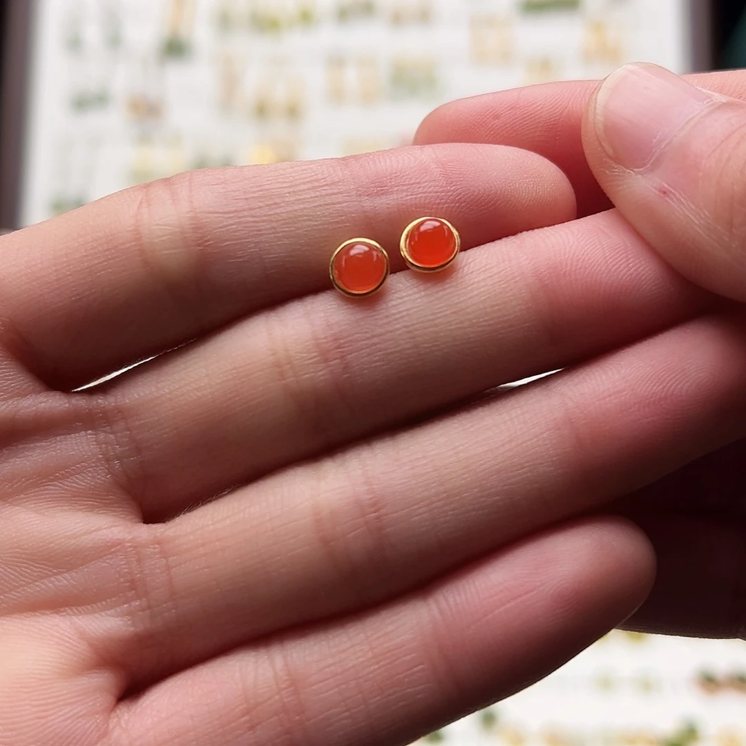 银S925镀金镶嵌和田玉耳饰竹****篇