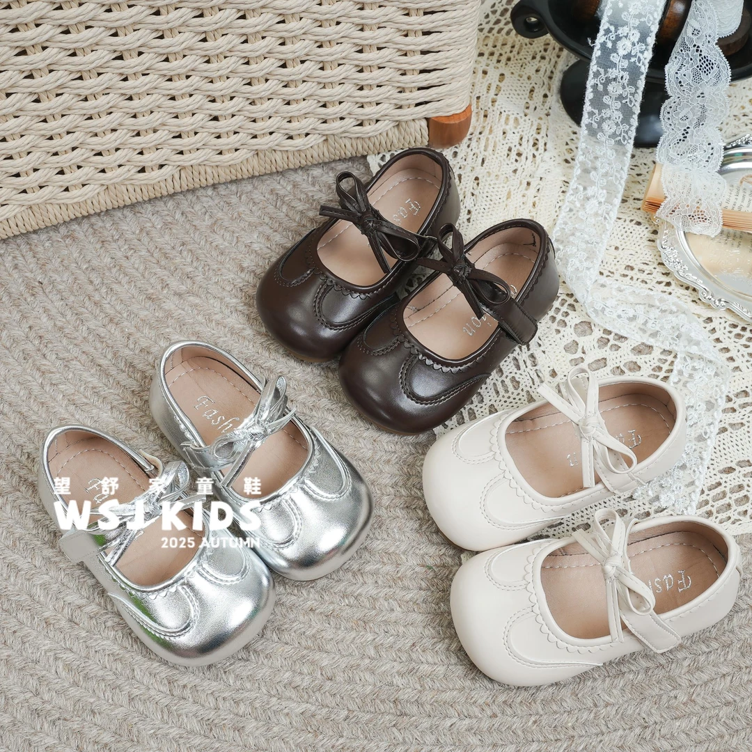 望舒家韩版女童蝴蝶结公主单鞋2025秋季软底百搭小皮鞋07