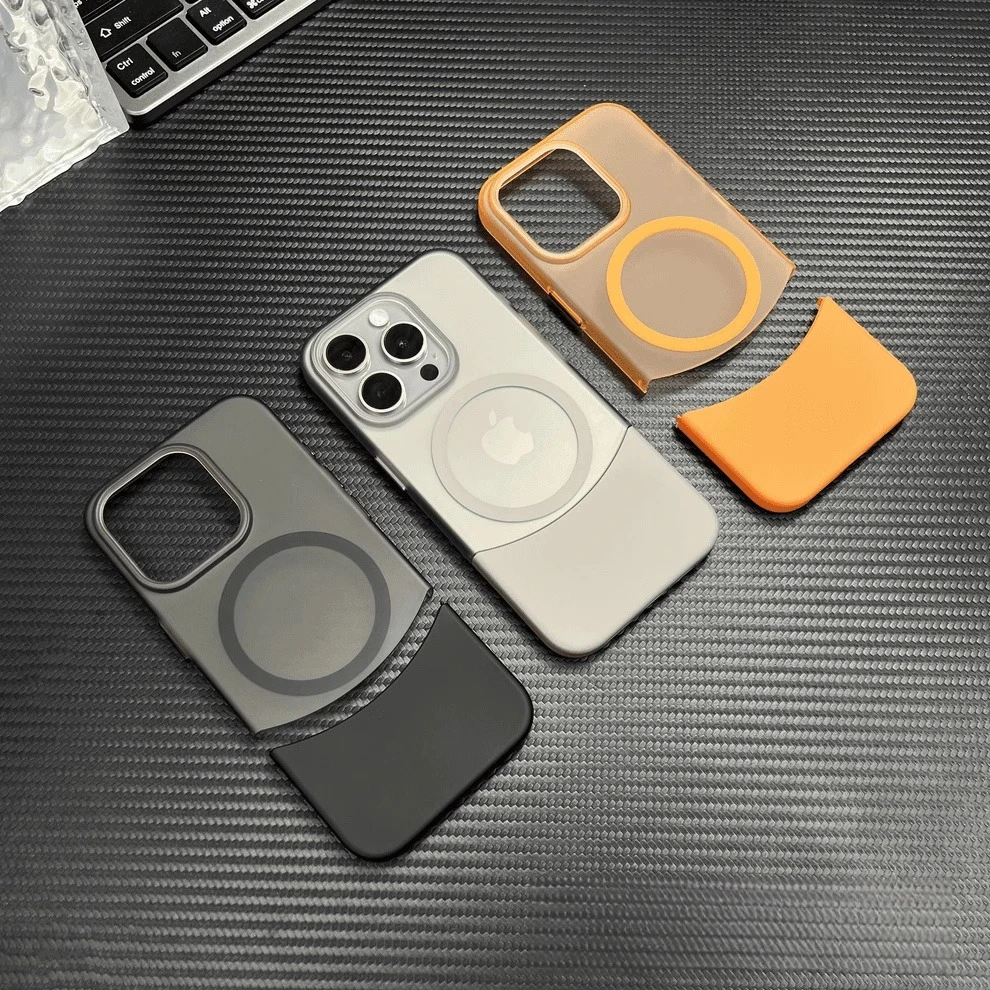 ins风上下拼接适用iPhone16磁吸手机壳苹果14磨砂肤感13华为小米