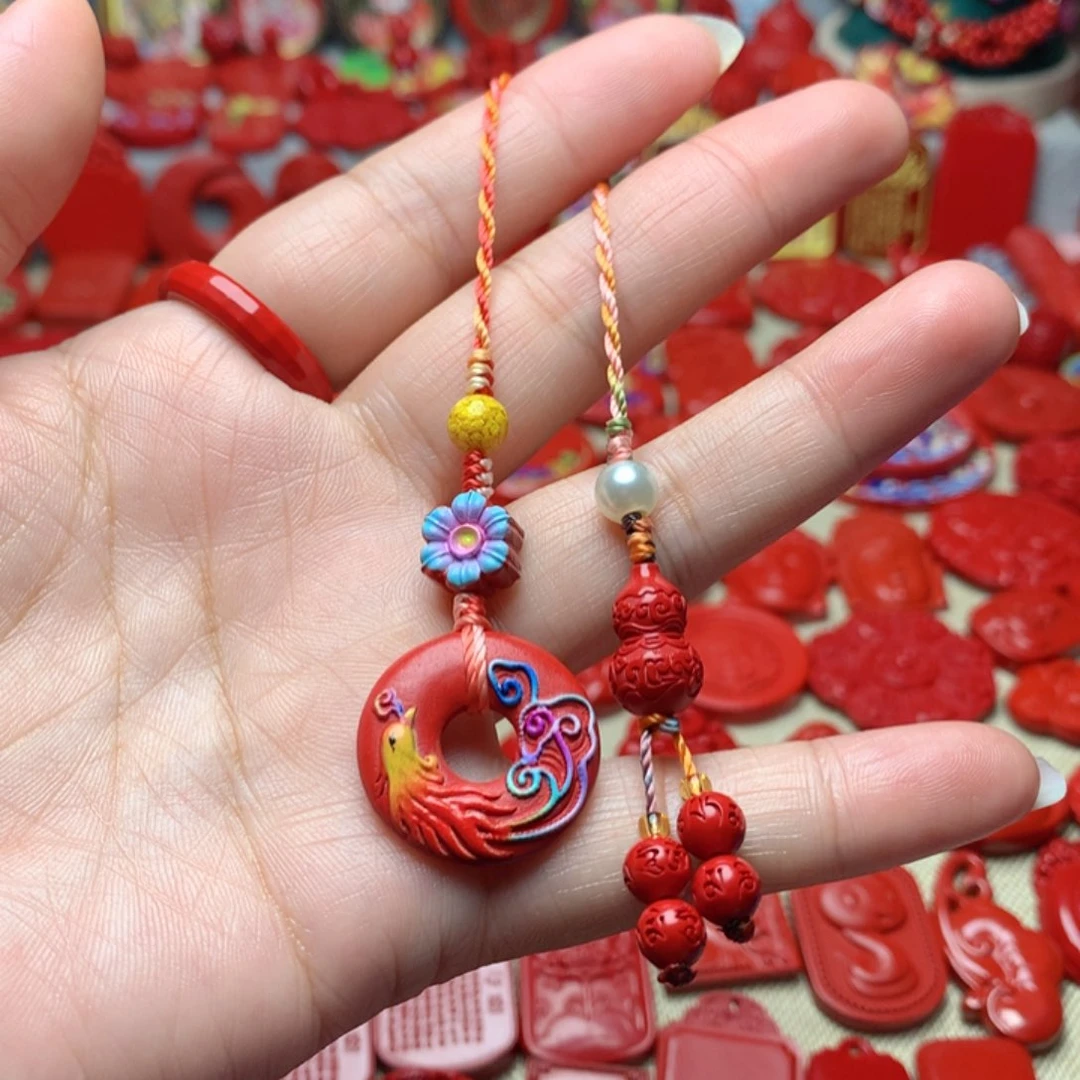 天然辰砂工艺品朱砂手机坠