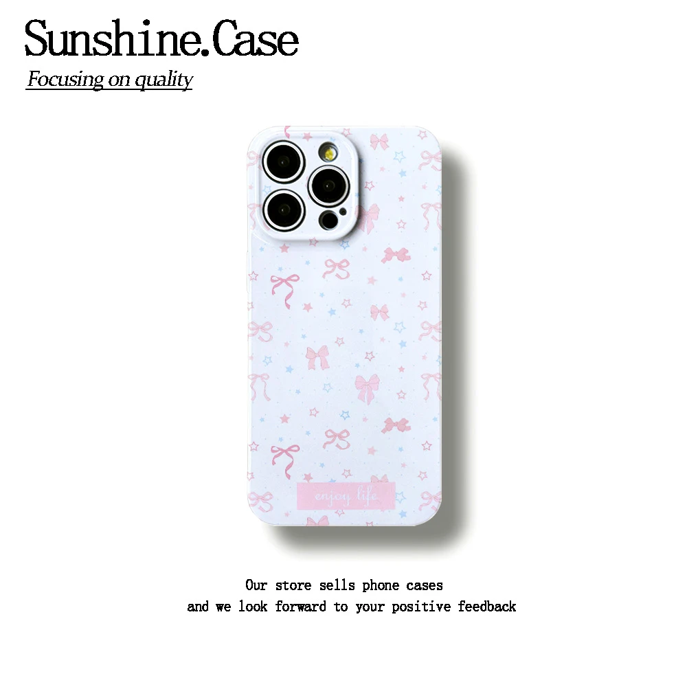 粉色蝴蝶结软壳适用苹果oppo华为vivo手机壳防摔ins全包