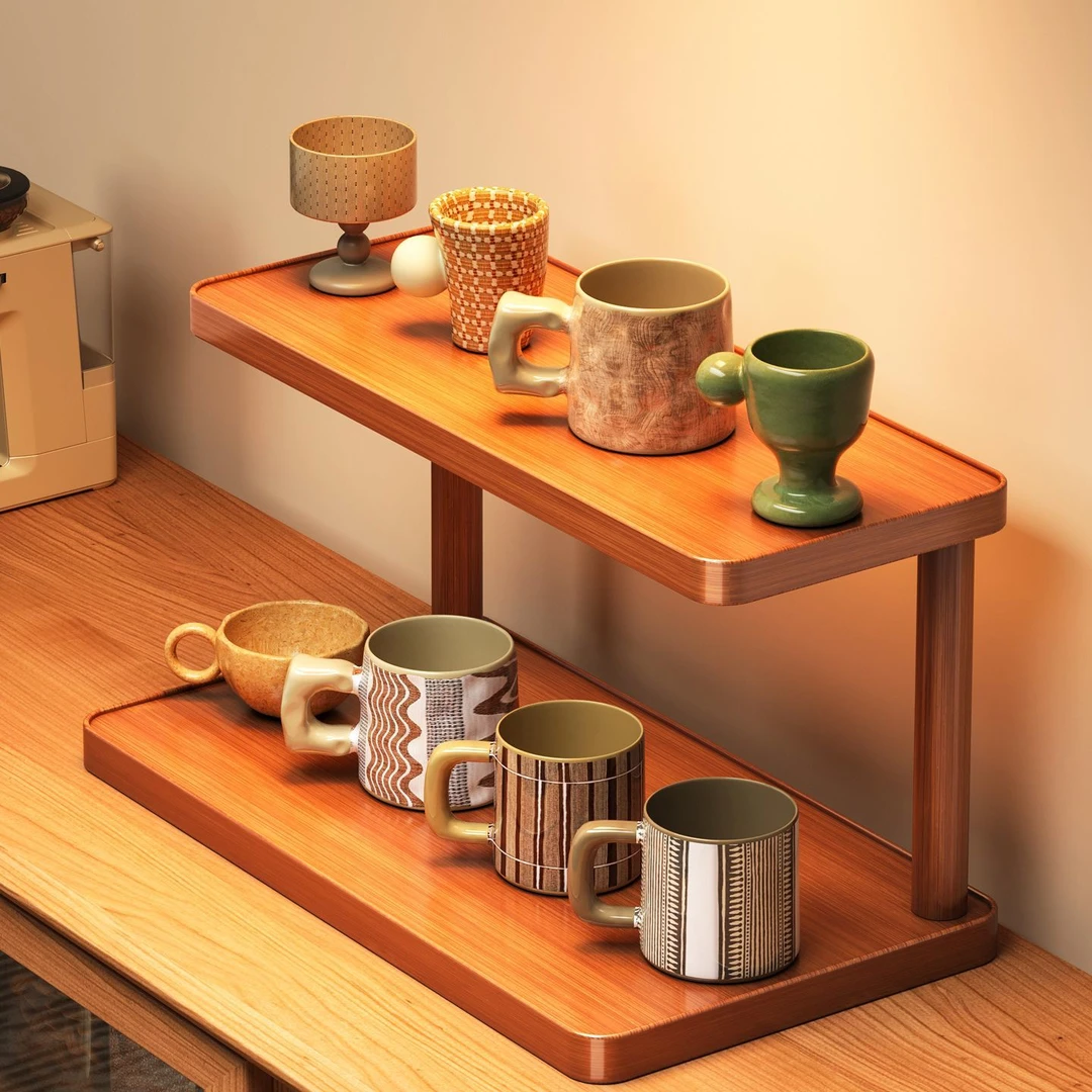 桌面杯架亚克力客厅置物架多层餐桌台面杯架子咖啡店转角收纳展示