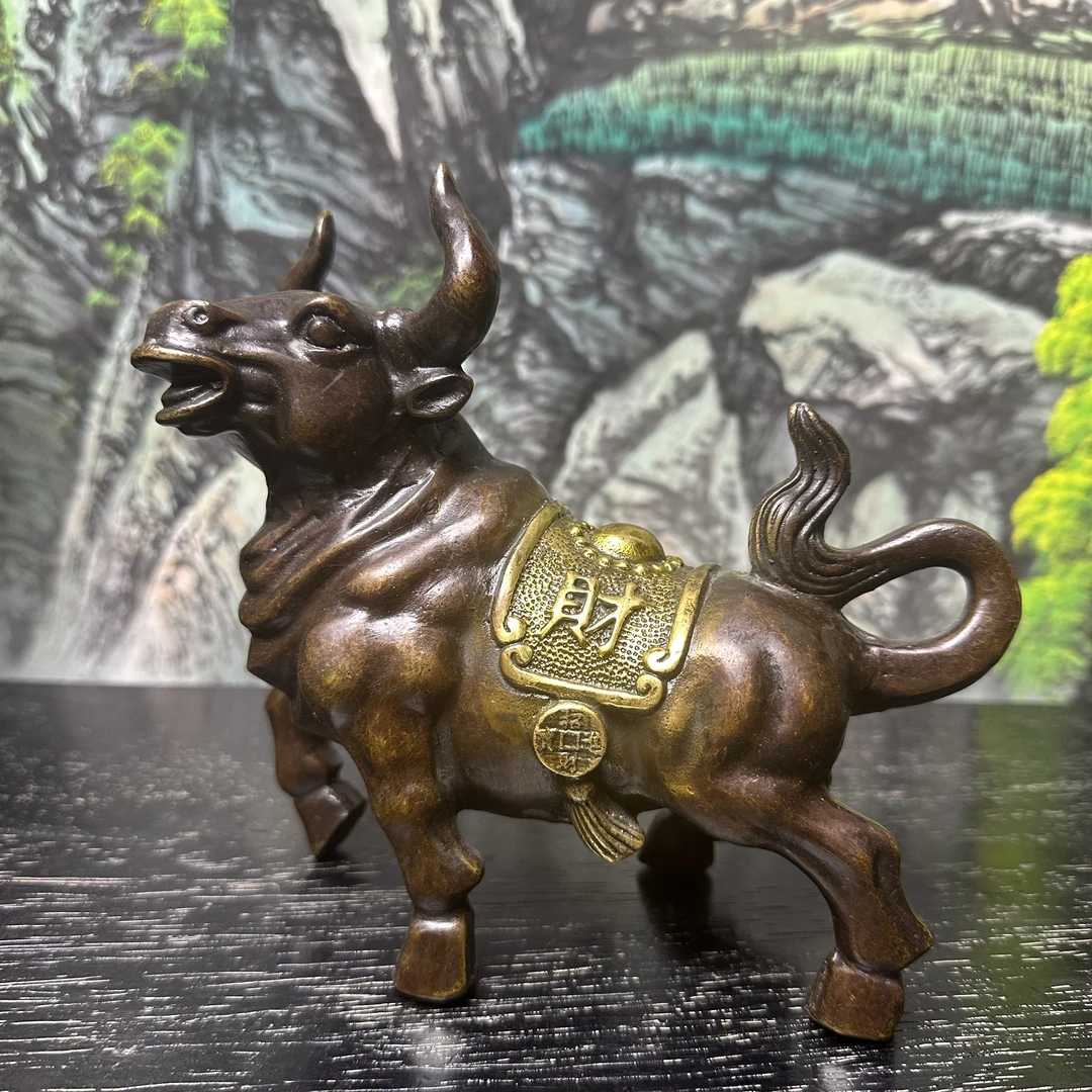 复古铜器鎏金财富牛家用办公室摆件