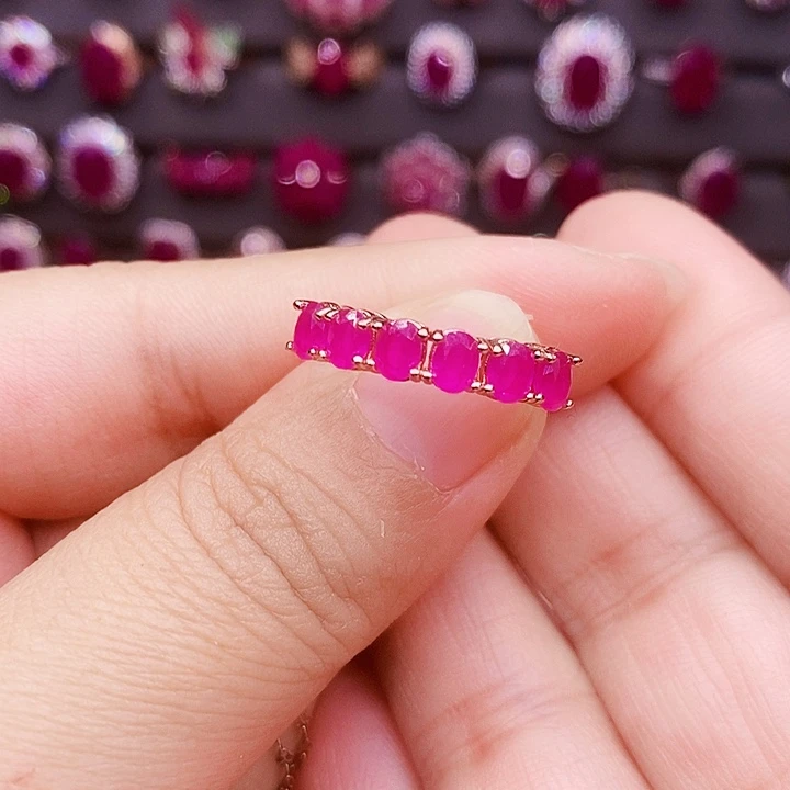 戒指银S925镶嵌红宝石