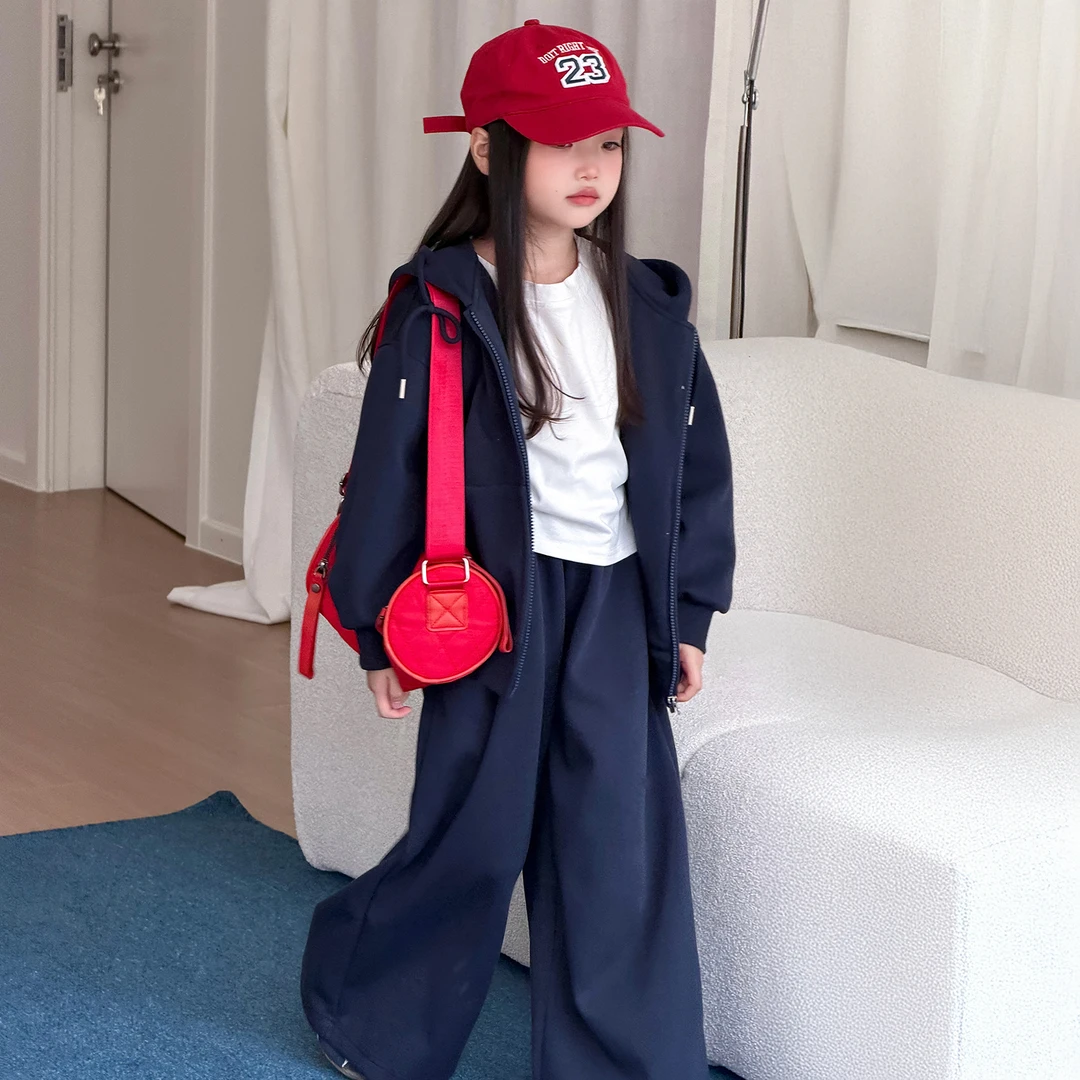 女童秋季韩版休闲套装2025新款女孩洋气连帽外套儿童网红潮酷穿搭