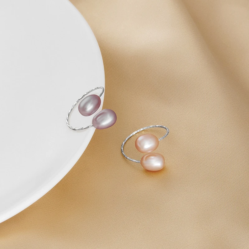 925银戒指 925纯银轻奢珠珠戒指女简约ins百搭气质高级感食指戒