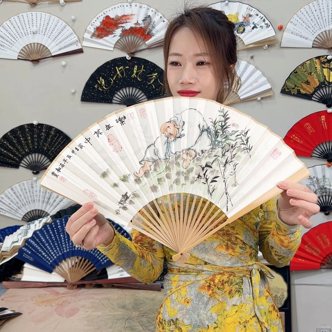 书法九五寸玉竹-文玩扇-手写-粘好发出